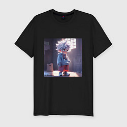 Футболка slim-fit Killua Zoldyck аниме персонаж из Hunter x Hunter, цвет: черный