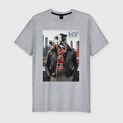 Футболка slim-fit The dalmatian is a fashionista in New York, цвет: меланж