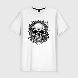 Футболка slim-fit Skull on fire from napalm 696, цвет: белый