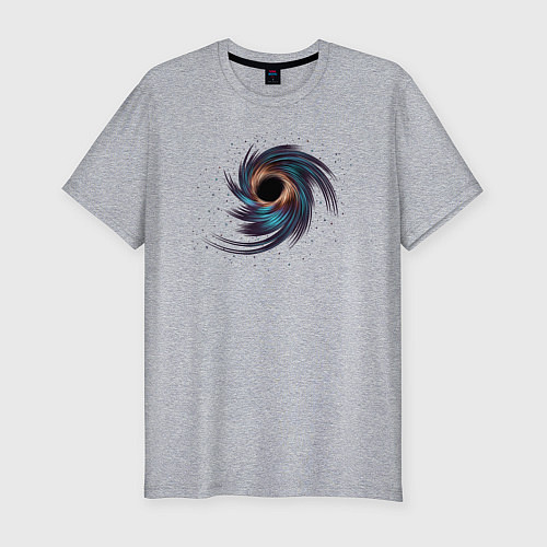 Мужская slim-футболка Черная дыра с планетами и звездами / Меланж – фото 1