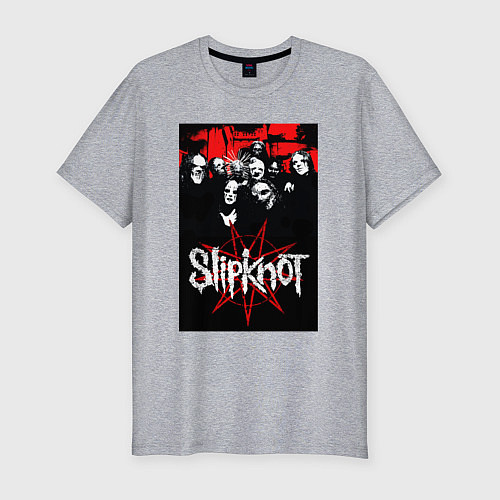 Мужская slim-футболка Slipknot - all / Меланж – фото 1