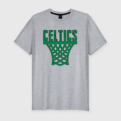 Мужская slim-футболка Celtics net / Меланж – фото 1
