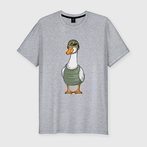 Мужская slim-футболка Гусь воин / Меланж – фото 1