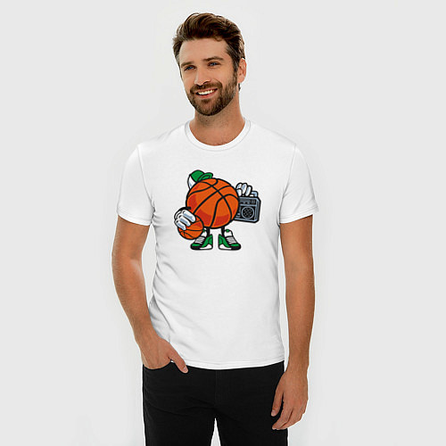 Мужская slim-футболка Хип-хоп баскетбол / Белый – фото 3