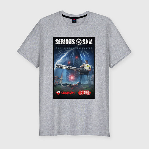 Мужская slim-футболка Serious Sam 1 - second encounter / Меланж – фото 1