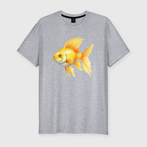 Мужская slim-футболка Желтая золотая рыбка / Меланж – фото 1
