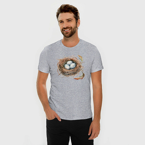 Мужская slim-футболка Гнездо с яйцами / Меланж – фото 3