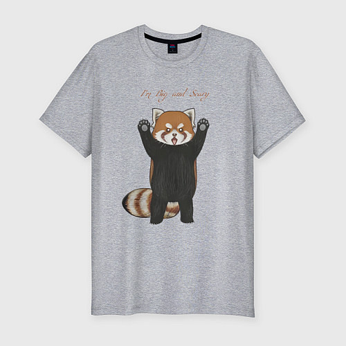 Мужская slim-футболка Im big and scary красная панда / Меланж – фото 1