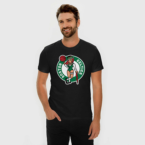 Мужская slim-футболка Boston Celtics girl / Черный – фото 3