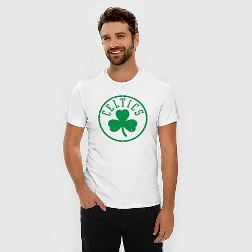 Мужская slim-футболка Boston Celtics clover / Белый – фото 3