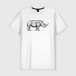 Футболка slim-fit Носорог в профиль, цвет: белый