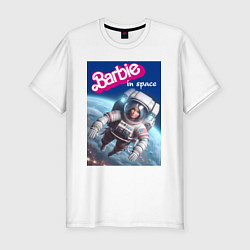 Футболка slim-fit Barbie in space - ai art, цвет: белый