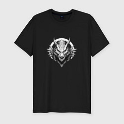 Футболка slim-fit Злой черно-белый дракон, цвет: черный
