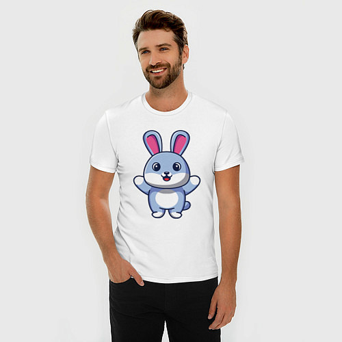 Мужская slim-футболка Hello bunny / Белый – фото 3