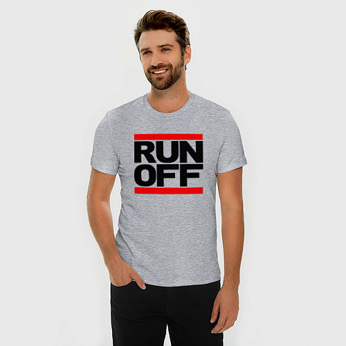 Мужская slim-футболка Run off black / Меланж – фото 3