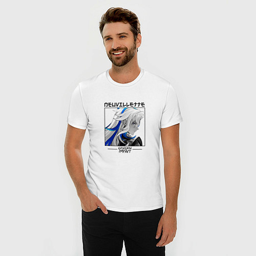 Мужская slim-футболка Нёвиллет в квадрате / Белый – фото 3