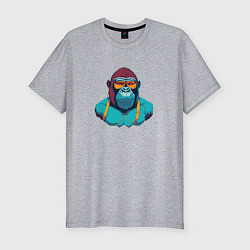 Футболка slim-fit Крутая горилла в очках, цвет: меланж