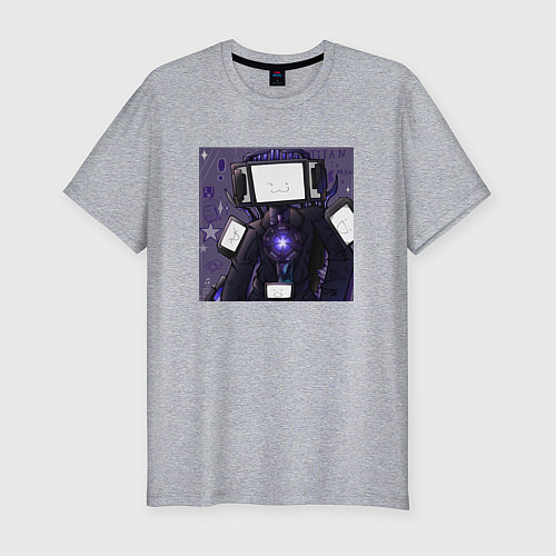 Мужская slim-футболка Funny Titan TV Man / Меланж – фото 1