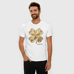 Футболка slim-fit Золотой лист клевера for good luck, цвет: белый — фото 2