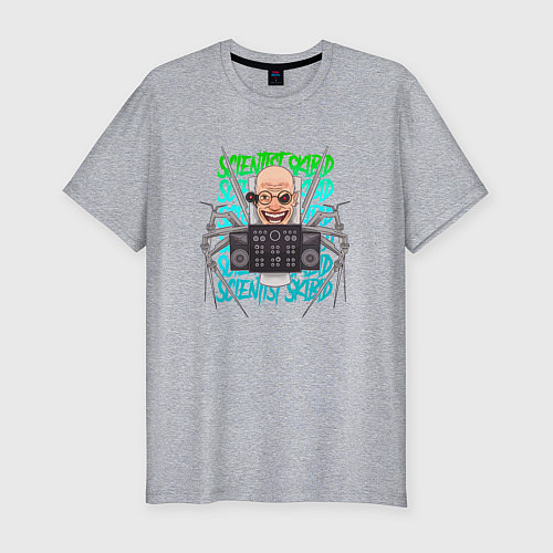 Мужская slim-футболка Скибиди Туалет учёный / Меланж – фото 1