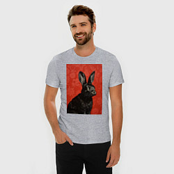 Футболка slim-fit Черный кролик на красном фоне, цвет: меланж — фото 2