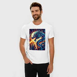 Футболка slim-fit New year dragon - neon, цвет: белый — фото 2