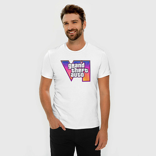 Мужская slim-футболка Grand theft auto VI / Белый – фото 3