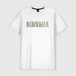 Футболка slim-fit Nirvana grunge text, цвет: белый