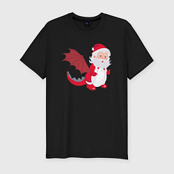 Футболка slim-fit Дед Мороз в костюме дракона, цвет: черный