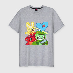 Футболка slim-fit Four happy tree friends, цвет: меланж