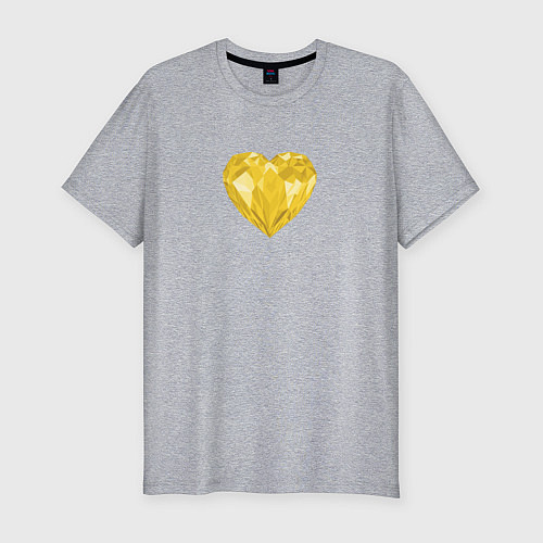 Мужская slim-футболка Желтое алмазное сердце / Меланж – фото 1
