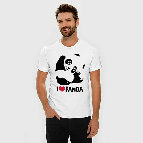 Мужская slim-футболка I love panda / Белый – фото 3