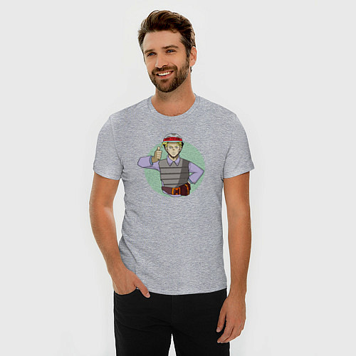 Мужская slim-футболка Кира солдат / Меланж – фото 3