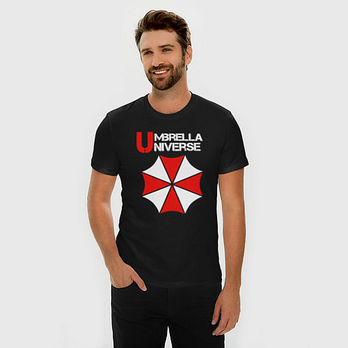 Мужская slim-футболка Umbrella Niverse / Черный – фото 3