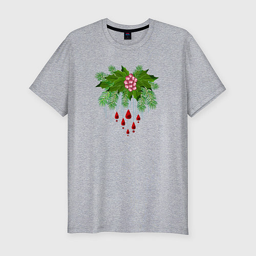 Мужская slim-футболка Новогодне-Рождественский декор / Меланж – фото 1