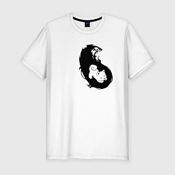 Футболка slim-fit Инь ян чёрный парный, цвет: белый