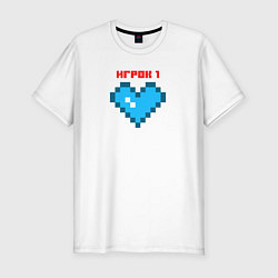 Футболка slim-fit Heart player 1 pixel, цвет: белый