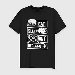 Футболка slim-fit Еда сон охота, цвет: черный