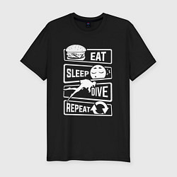 Футболка slim-fit Еда сон дайвинг, цвет: черный