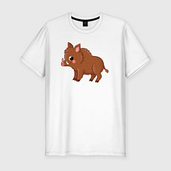 Футболка slim-fit Милый кабанчик, цвет: белый