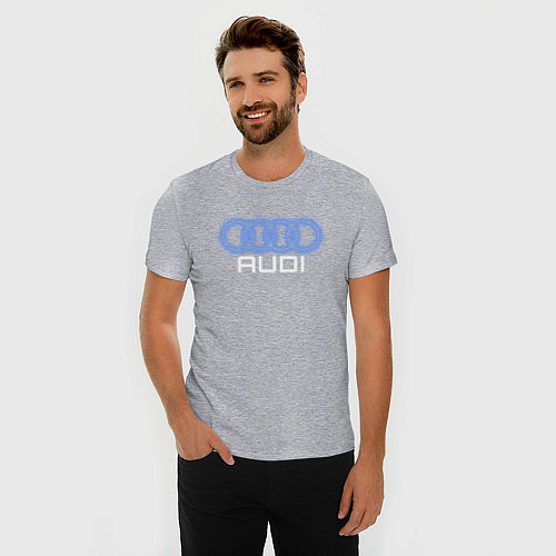 Мужская slim-футболка Audi neon art / Меланж – фото 3