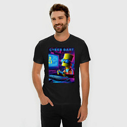 Футболка slim-fit Cyber Bart is an avid gamer, цвет: черный — фото 2