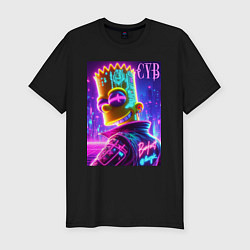 Футболка slim-fit Cyber Bart - neon glow, цвет: черный