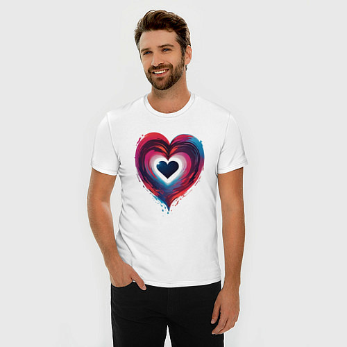 Мужская slim-футболка Яркое сердце / Белый – фото 3