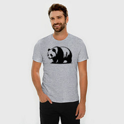 Футболка slim-fit Стоящая чёрная панда, цвет: меланж — фото 2