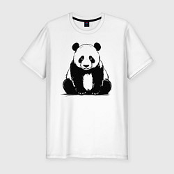 Футболка slim-fit Грустная панда сидит, цвет: белый