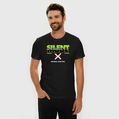 Мужская slim-футболка Silent mode / Черный – фото 3