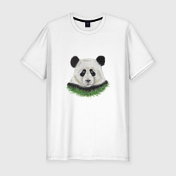 Футболка slim-fit Медведь панда, цвет: белый