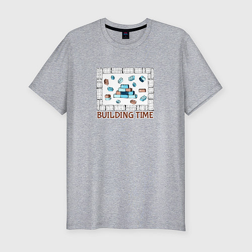 Мужская slim-футболка Время строить / Меланж – фото 1