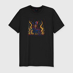 Футболка slim-fit Fiery skeleton in a wheelchair, цвет: черный